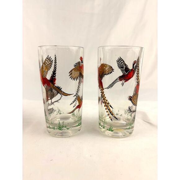 Vintage Set of 2 Pheasant Highball Glasses Mid-Century Barware 1960s - Picture 3 of 16